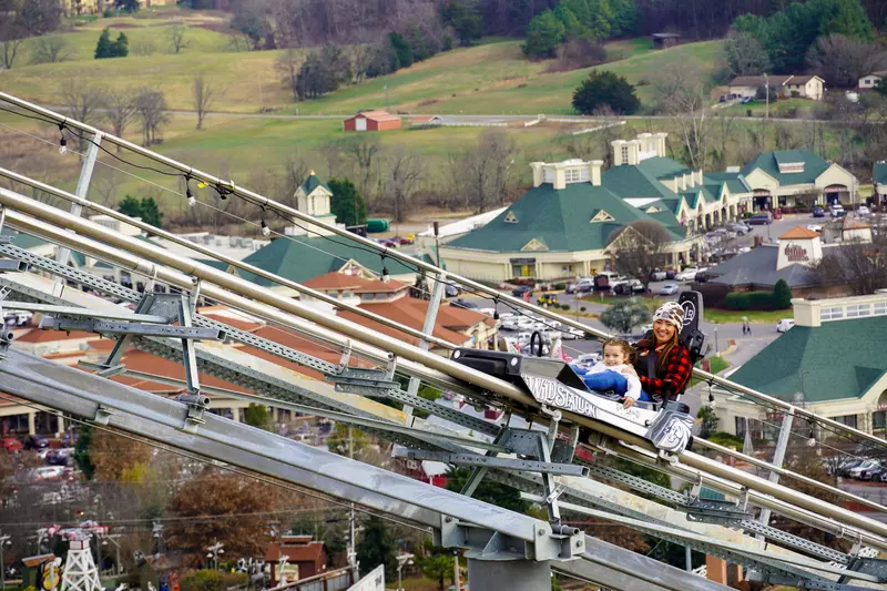 mother and daughter on mountain coaster