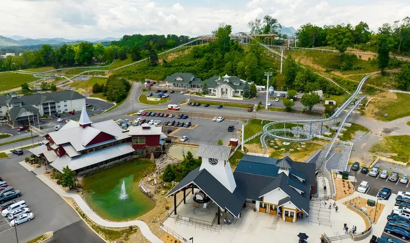 Aerial view of SkyLand Ranch and the Lodge at Five Oaks