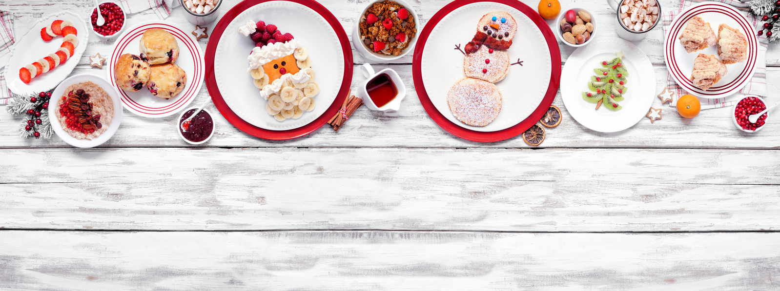 Christmas breakfast on plates