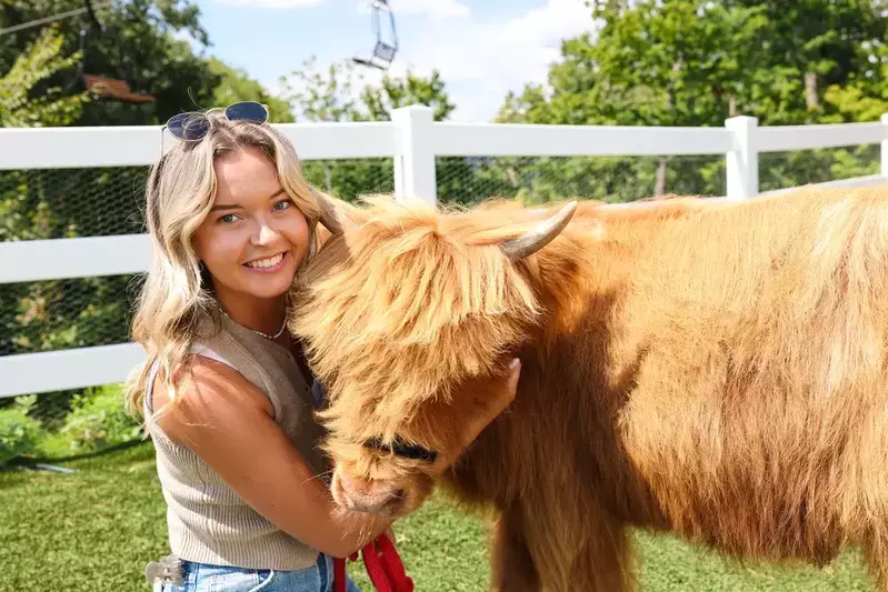 woman posing for photo with Dozer